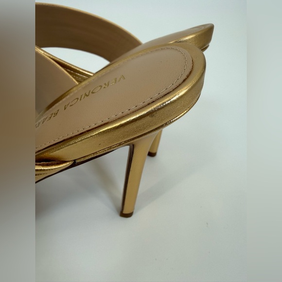 Veronica Beard Asha Mignon High Heel Gold Metallic Strappy Stiletto Sandals SZ 6 - Picture 11 of 17